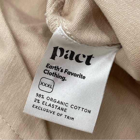 PACT Organic Cotton Twill Wide Leg Pants 3XL Eco-style Khaki Stretch Staple New - Picture 12 of 16